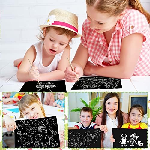 Arte de papel de arranhão Kids Adults Kits de artesanato de arranhões 7,2 x 5 polegadas Black Off Paper
