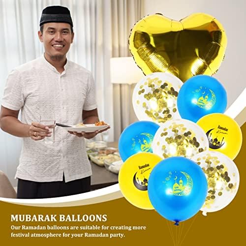 Balões pretos de gadpiparty Ramadan Mubarak Decorações Balão: Eid Mubarak Party Balões de coração Balões