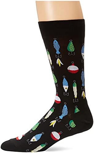 Hot Sox Men's Fun Fishing and Outdoors Crew 1 Par Pack-Cool & Funny Fashion Socks