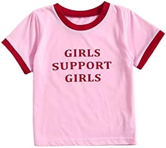 Soly Hux Toddler Girl Manga curta Carta de verão Ringer camisetas de camiseta gráfica