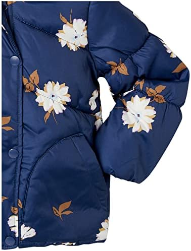 Casaco de inverno com capuz de oshkosh b'gosh meninas, marinha com elegante design floral allover floral
