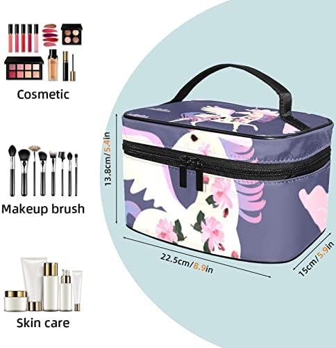 Bolsa de maquiagem de viagem Yoyoamoy, folhas coloridas Flores Padrão grande bolsa cosmética Make Up Organizer