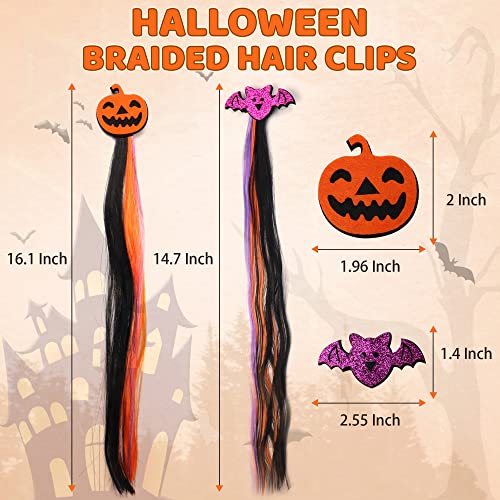 B.Phne 2 PCs Halloween Braiding Hair Extensions com clipes Acessórios para cabelos de sereia de abóbora para