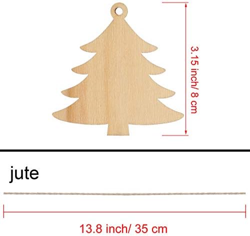 Pangda 20 Pacote de recortes de árvores de Natal de madeira enfeites pendurados com ornamentos com 20 pacotes para