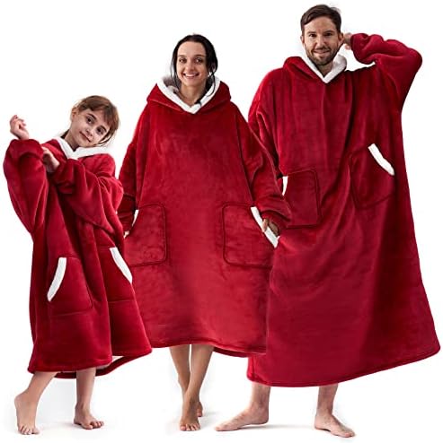 Hoodie de cobertor vestível eheyciga para homens e crianças, o moletom com capuz de manto que