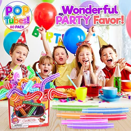 Pop Tubes 60 Pacote Favores de festa infantil infantil e presentes de sala de aula Tubos de doces de