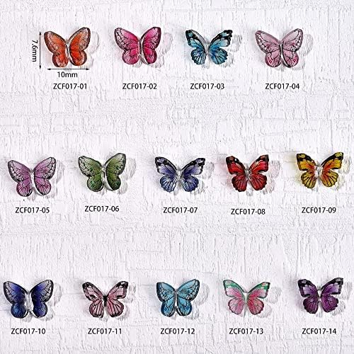 20pcs acrílico Butterfly Nail Art Charms 3D Flying Butterflies Glitter Decoration Simulation Colorful