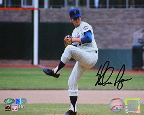Nolan Ryan autografou o New York Mets 8x10 Wind Up Photo- AIV HOLOGRAMA - Fotos autografadas da MLB
