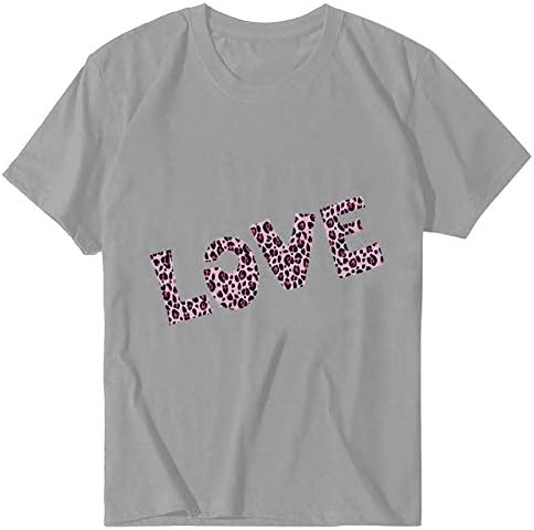 Tshirts de manga curta para mulheres do Dia dos Namorados Plus Tamanho camisa camisa Leopard Letra de impressão