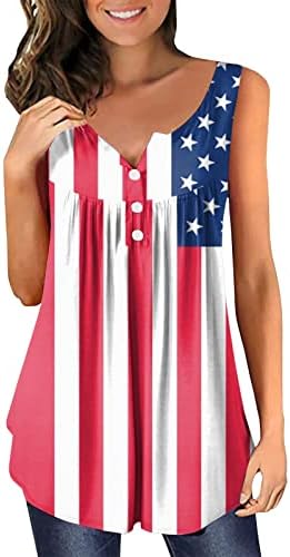 4 de julho Tunic Tops for Women American Flag Hide Concamisão Camisas de verão Casual Casual Manga