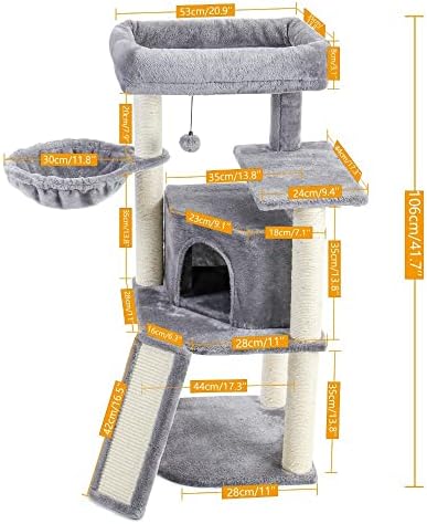 Iuljh Multi-Level Cat Tree Play House Climber Activity Center Tower Hammock Furniture Scratch Post para gatinhos
