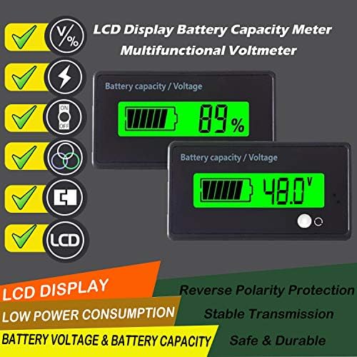 Monitor multifuncional da capacidade da bateria 48V LCD Battery Medidor de indicador de combustível