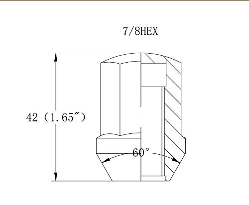 Porcas de terminal M14x1.5 - assento cônico 60 graus, 7/8 Hex/chave inglesa, comprimento total