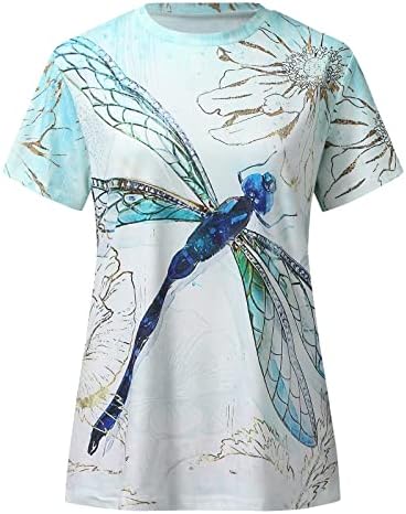 Verão feminino de manga curta de pisca de pescoço de flores impressas camisetas camisetas casuais camiseta