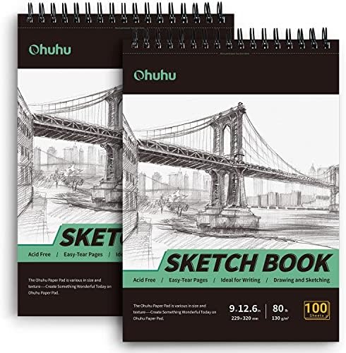 OHUHU marcador 48 Cores Marcadores de álcool com ponta dupla e ohuhu Sketch Book 2 Packs pacote