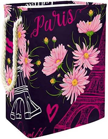 Indicultura Eiffel Tower beijos Hearts 300d Oxford PVC Roupas impermeáveis ​​cesto de roupa grande