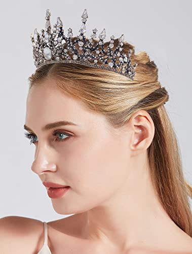 Coroa de metal sh para mulheres, vintage queen coroas de casamento tiara para o concurso de aniversário da princesa