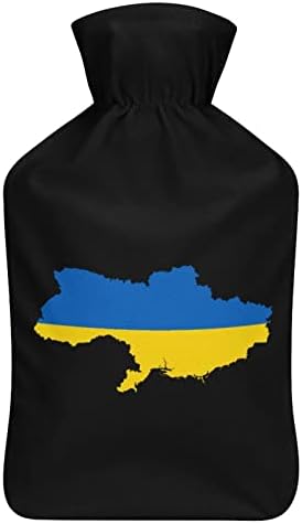 Mapa de bandeira da ucrania garrafa de água quente com tampa macia bolsa de água quente para pés de pescoço