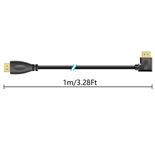 Cabo de extensão HDMI de 90 graus YACSEJAO HDMI Batilhão de ouro de 3 pés Batilhado de 270 graus 4K HDMI 1.4 Cabo