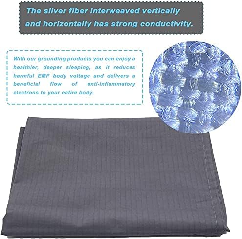 Folha de aterramento- 5% de fibra de prata com cordão de aterramento, folhas de aterramento para melhor sono e