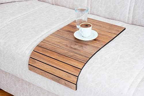 Estela de sofá dobrável Bandeja de madeira Protetor não deslizante Flexível para bebida universal Cupa lateral