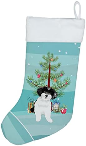Tesouros de Caroline WDK3167CS Shih-tzu preto e branco 4 meias de Natal de Natal, lareira pendurada meias de Natal