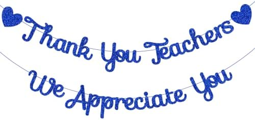 Decorações da semana de apreciação de professores azuis Obrigado Professores Agradecemos a sua banner Apreciação