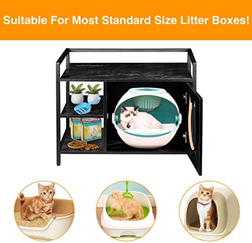 Creativart Jumbo Cat caixa de areia móveis de lixo escondido Cabelas de caixa com estação de carregamento