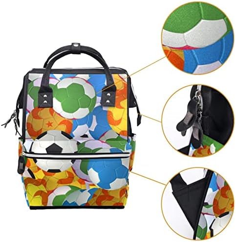 Mochila de viagem Guerotkr, bolsa de fraldas, bolsas de fraldas de mochila, futebol colorido de futebol