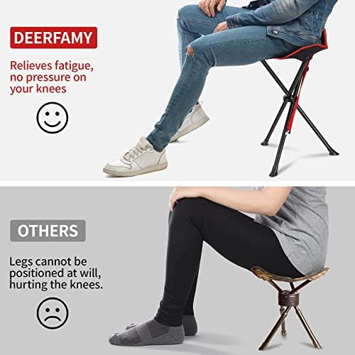 Deerfamy Camping Banco de 3 pernas segura até 225 libras de assento por portátil com alça de ombro cadeira de tri-perna