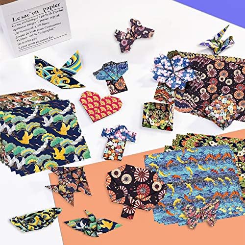Paperkiddo japonês washi origami papel 100 folhas 10 diferentes padrões de impressão lateral de dupla
