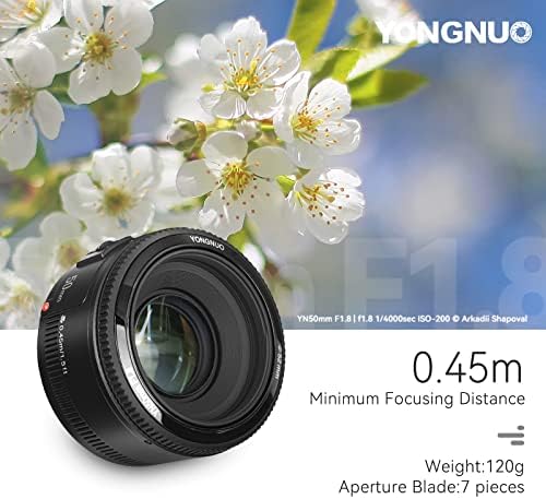 Yongnuo yn50mm f1.8 lente grande foco de foco de abertura Compatível com câmera Canon EF Mount EOS