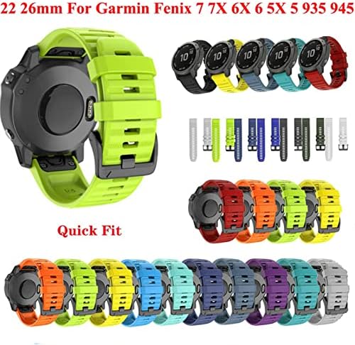 26 20 22mm Silicone Redunda rápida Bandeira da faixa de relógio para Garmin Fenix ​​7x 6x relógio