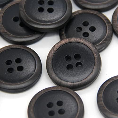 15/20mm 4 buracos Moda Men Coat Botões pretos para roupas de traje de traje Blazer Diy Crafts Acessório