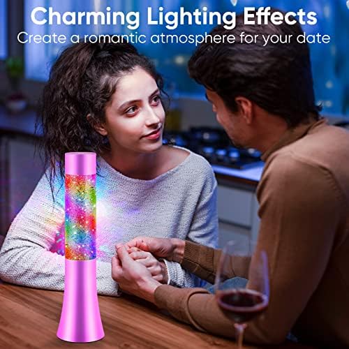 Lâmpada de lava, lâmpadas de glitter arco -íris com função automática de mudança de cor e líquido transparente,