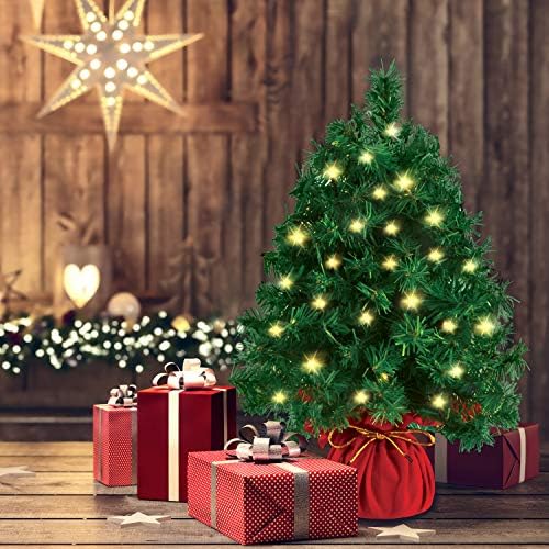 Mini -Natal de 20 Treça de Natal com 45 luzes LED claras, Melhor Árvore de Natal Mini Artificial para