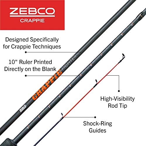 Zebco Crappie Fighter Spincast Reel and Fishing Rod Combo, pólo de pesca de fibra de vidro de 2