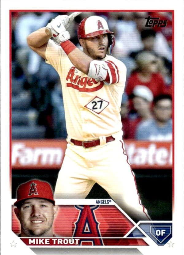 2023 Topps 27 Mike Trout Los Angeles Angels Série 1 MLB Baseball Trading Card