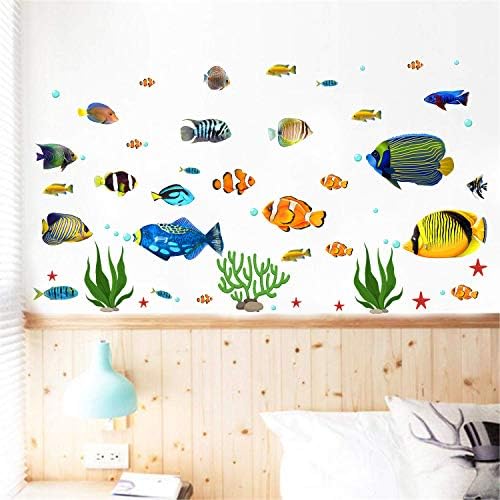 Adesivos de parede de peixe sob os adesivos decorativos de parede do mar adesivos de parede de coral