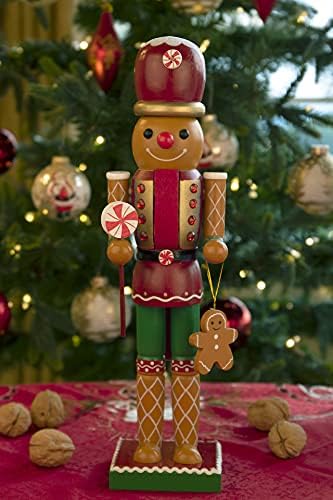Creatrações inteligentes Ginger -pão de 12 polegadas de madeira tradicional de madeira, decoração festiva