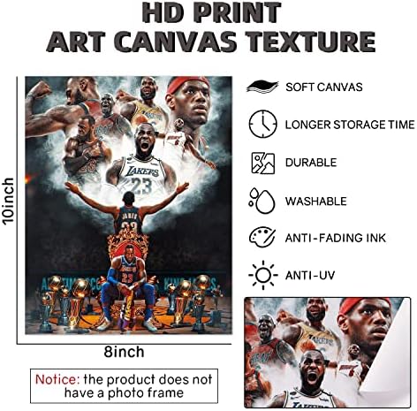 Conjunto de 3 canvas de arte da parede de pôster King James, pôster de tema de superestrela esportiva de basquete,