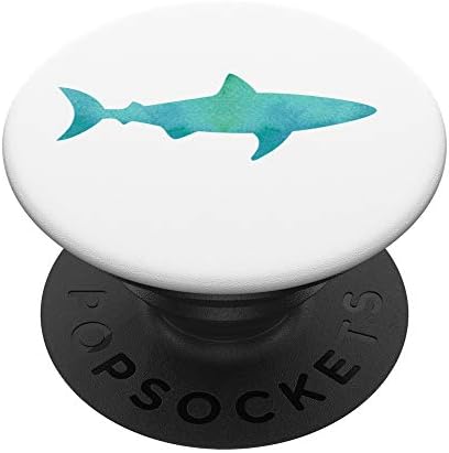 Presente de aquarela de tubarão Teal para uma garota Popsockets Swappable