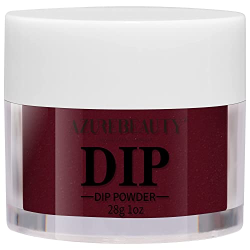 AzureBeauty Dip Powder Color vermelho escuro, unhas pó escarlate Scarlet French Nail Art Manicure