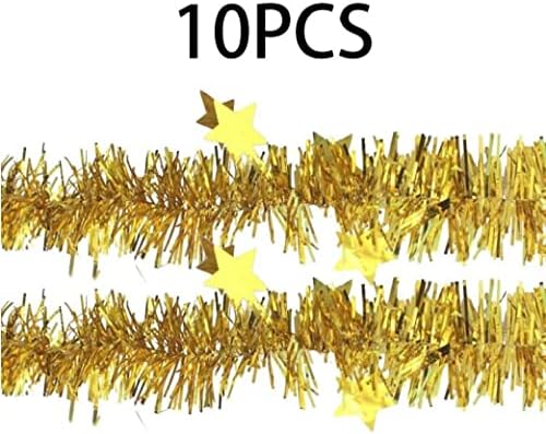 Garland de Tinsel Tinsel, 10 PCs Christmas Five Star Metallic Graixta Metálica Grinales pendurados