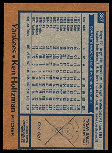 1978 Topps 387 Ken Holtzman New York Yankees VG/Ex Yankees