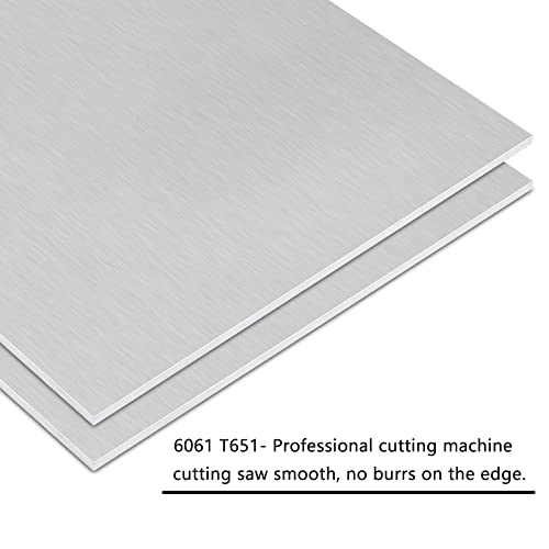 2PACK 6061 T651 Folha de alumínio Metal 6 x 6 x 1/16 polegada Placa de alumínio lisa plana coberta com filme