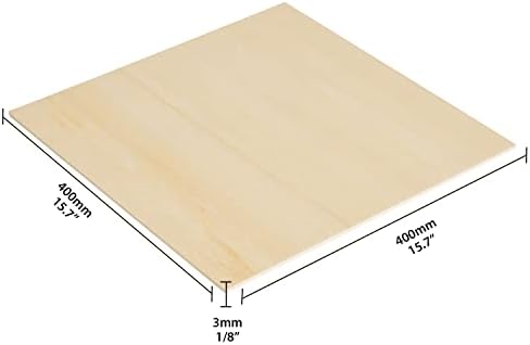 OUYZGIA 20 PCS Plywood Folhas de basswood de 3 mm 15,7 ”x15,7” x1/8 ”Folha de madeira inacabada para corte