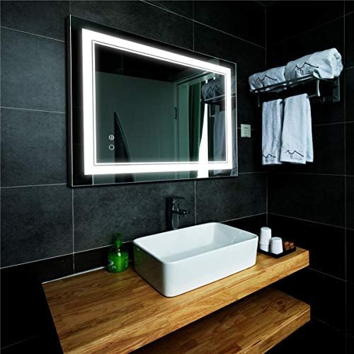 Espelho de banheiro led espelho de vaidade montado na parede com anti nevoeiro, espelho de maquiagem