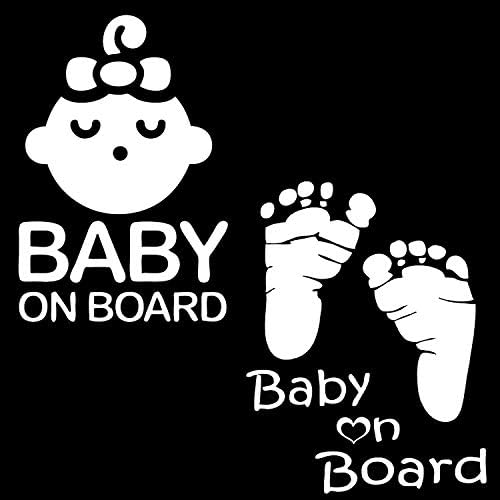 Bebê a bordo do sinal de carro da janela do carro adesivo de decalque - pacote de design de pegada de menina