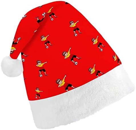 Dabbing futebol Alemanha Futebol engraçado chapéu de natal Papai Noel Hats Plush curto com punhos